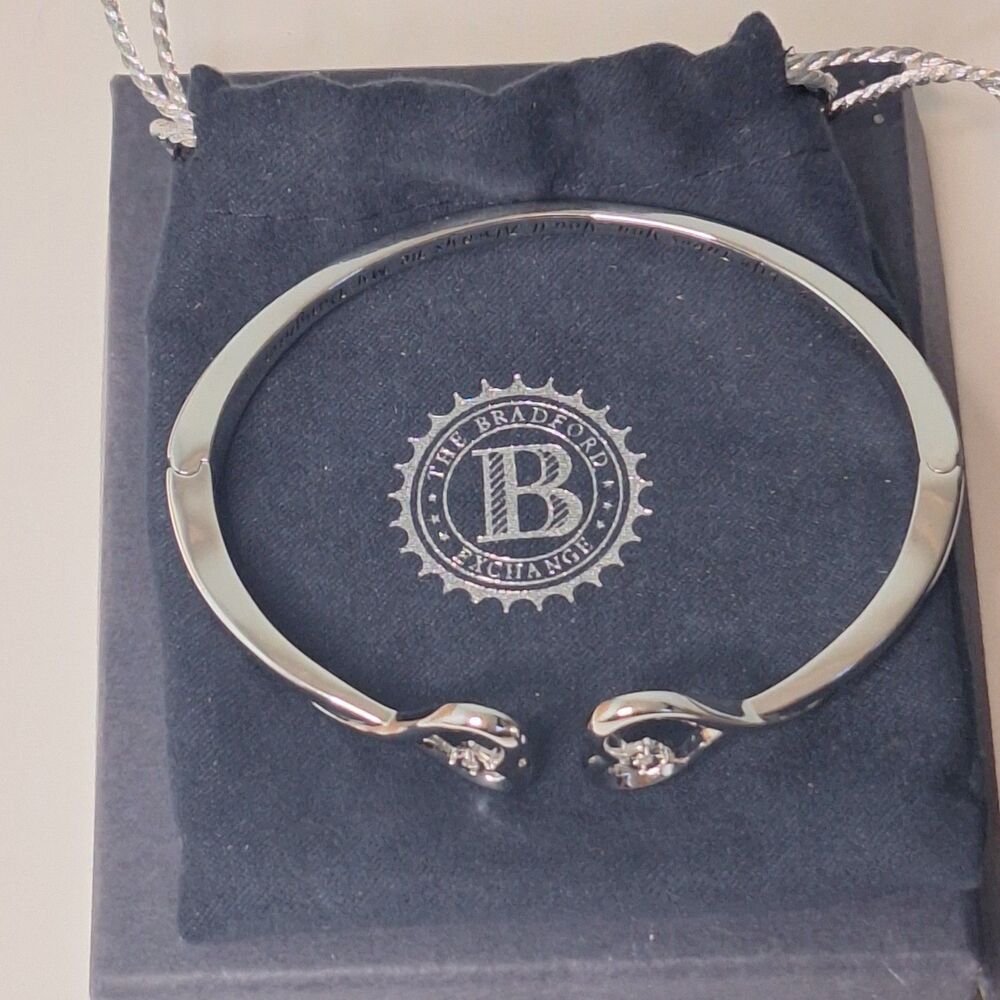 Heart Diamonds Open Bangle Bradford Exchange Silver Plated “Always My Daughter”